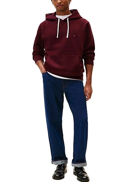 FELPA CON CAPPUCCIO IN COTONE BORDEAUX