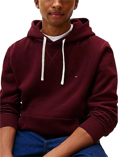 FELPA CON CAPPUCCIO IN COTONE BORDEAUX