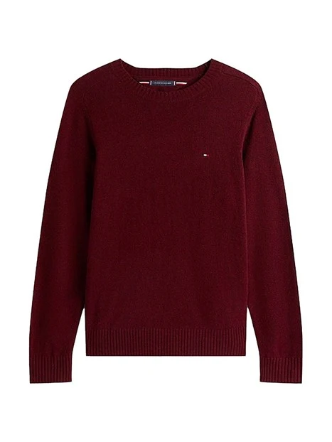 MAGLIA GIROCOLLO IN LANA CON BORDI A COSTE UOMO BORDEAUX