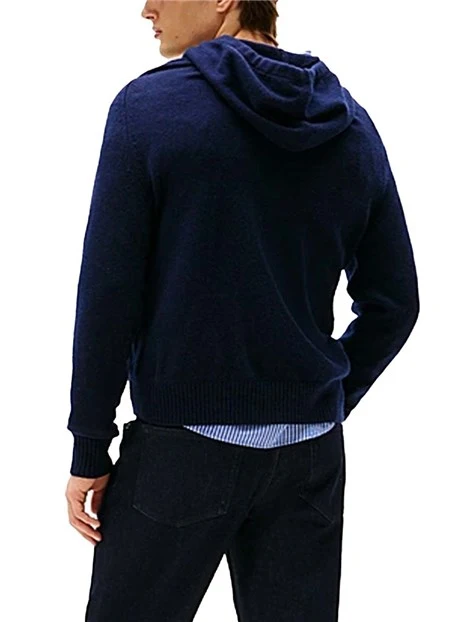 MAGLIA GIROCOLLO CON CAPPUCCIO REGOLABILE UOMO BLU