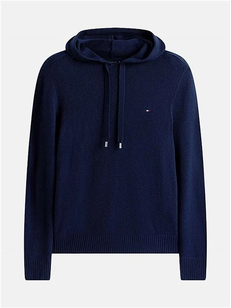 MAGLIA GIROCOLLO CON CAPPUCCIO REGOLABILE UOMO BLU