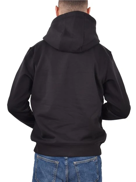 FELPA CON CAPPUCCIO IN COTONE STRETCH UOMO NERO