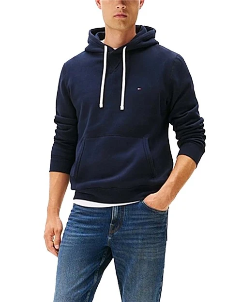 FELPA CON CAPPUCCIO E LACCI A CONTRASTO UOMO BLU