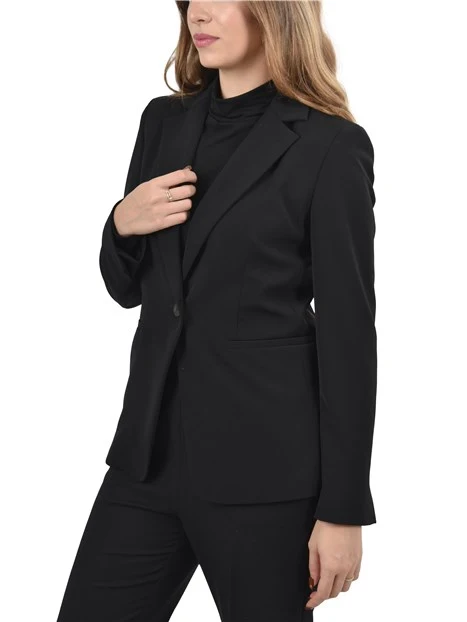 BLAZER CON REVER CLASSICO E TASCHE FILETTO DONNA NERO