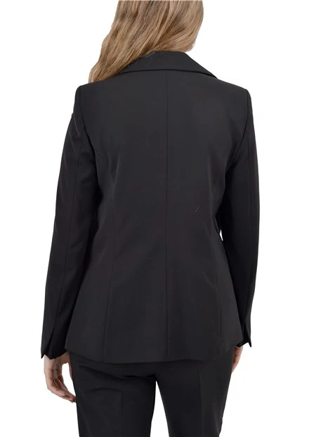 BLAZER CON REVER CLASSICO E TASCHE FILETTO DONNA NERO