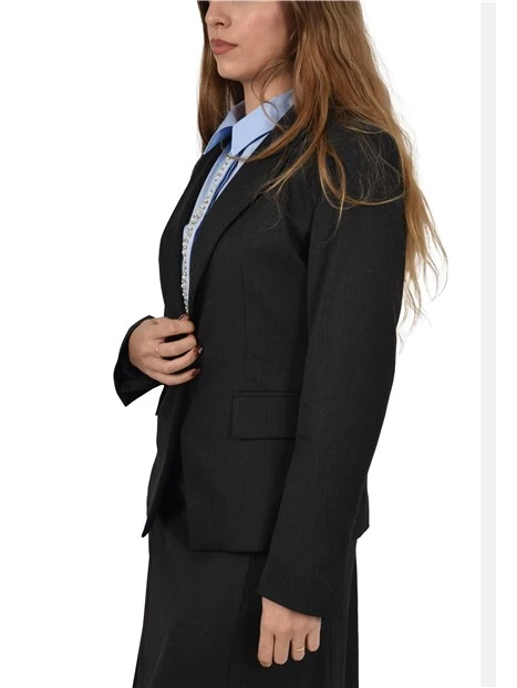 BLAZER IN TESSUTO DIAGONALE DONNA ANTRACITE