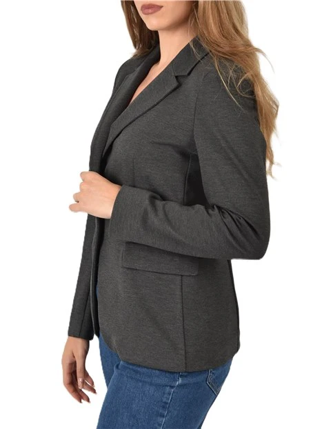BLAZER IN JERSEY MONOPETTO E BOTTONI A VISTA DONNA ANTRACITE