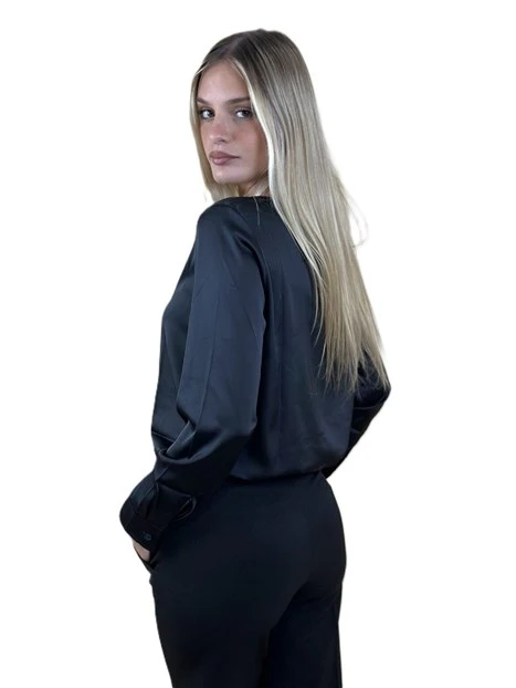 BLUSA IN RASO MADERA DONNA NERO