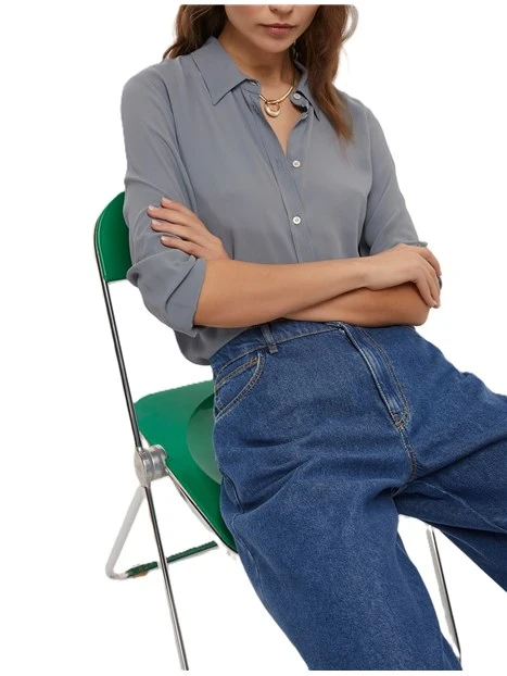 CAMICIA MISTO SETA CARICE DONNA CELESTE