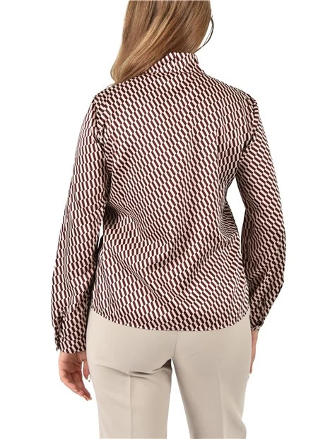 BLUSA CON STAMPA E SCOLLO A V DONNA BORDEAUX