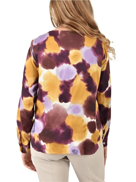 BLUSA IN VISCOSA STAMPATA E SPACCHI LATERALI DONNA GIALLO