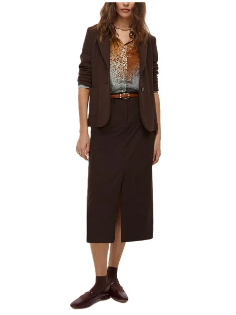 GONNA LUNGA IN JERSEY DRITTO DONNA MARRONE