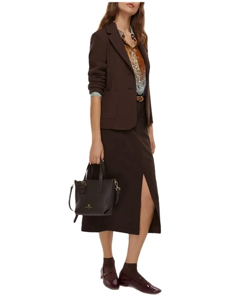 GONNA LUNGA IN JERSEY DRITTO DONNA MARRONE