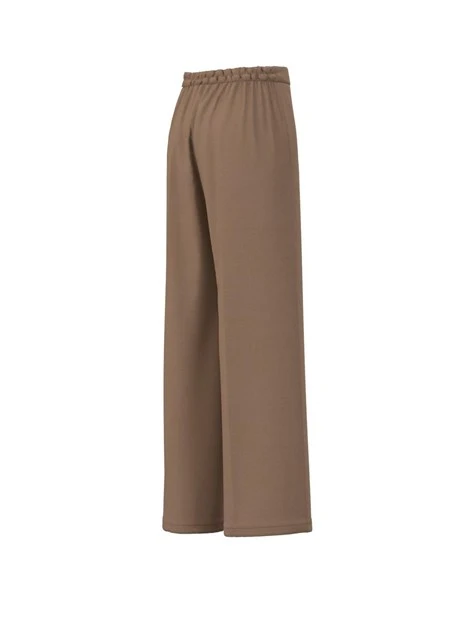 PANTALONI CHINO IN FLANELLA CON TASCHE A FILETTO DONNA TORTORA