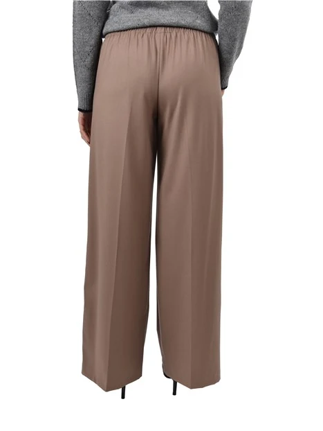 PANTALONI CHINO IN FLANELLA CON TASCHE A FILETTO DONNA TORTORA