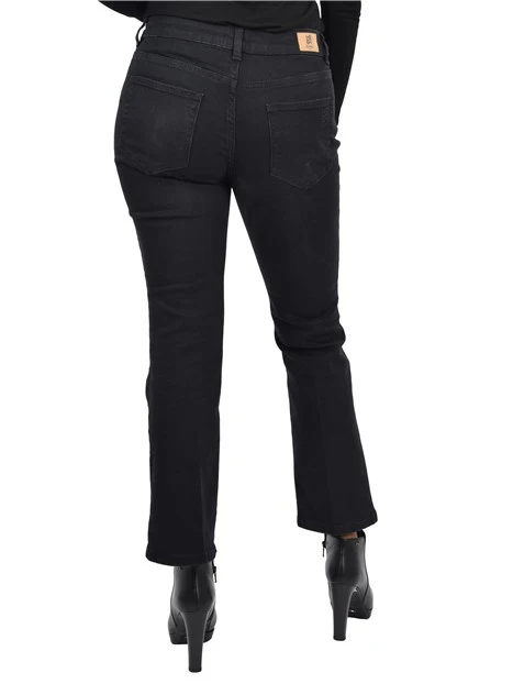 JEANS SLIM FIT CON FONDO FLARE DONNA NERO
