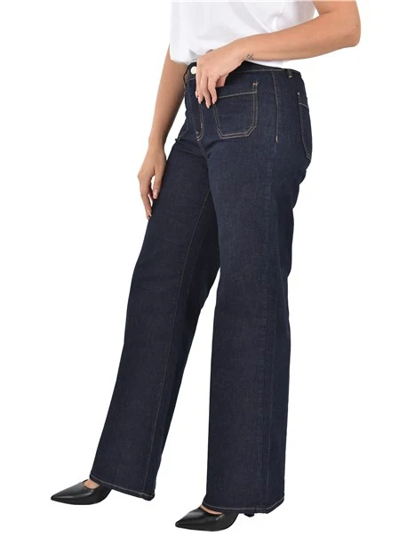 JEANS REGULAR CON BOTTONE PERSONALIZZATO DONNA BLU