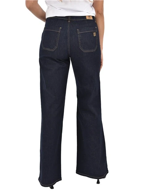 JEANS REGULAR CON BOTTONE PERSONALIZZATO DONNA BLU