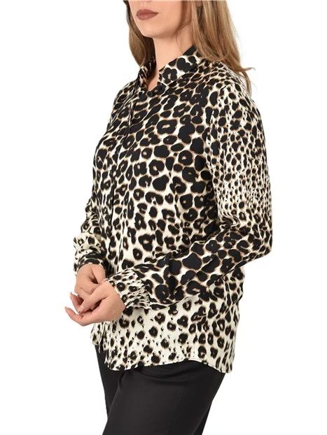 CAMICIA STAMPA ANIMALIER DONNA MARRONE