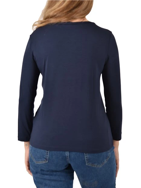 T-SHIRT IN JERSEY MANICA LUNGA TINTA UNITA DONNA NERO