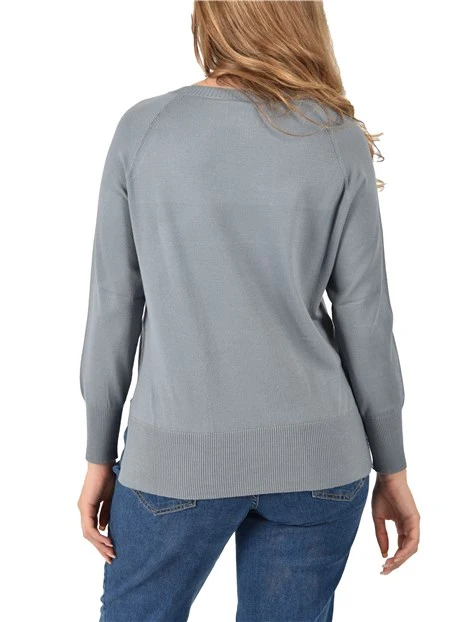 MAGLIA GIROCOLLO STONDATO DONNA AZZURRO