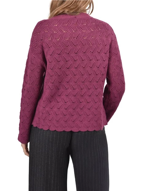 MAGLIA GIROCOLLO CON POLSI RIFINITI DONNA VIOLA