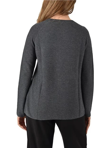 MAGLIA GIROCOLLO CON INSERTI IN LUREX DONNA GRIGIO