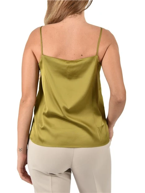 TOP IN RASO CON PIZZO DONNA VERDE