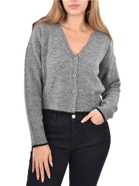 CARDIGAN IN MAGLIA CON FILO DI LUREX DONNA GRIGIO