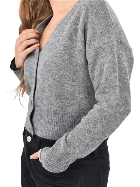 CARDIGAN IN MAGLIA CON FILO DI LUREX DONNA GRIGIO