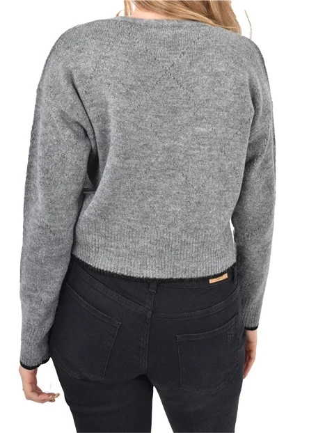 CARDIGAN IN MAGLIA CON FILO DI LUREX DONNA GRIGIO