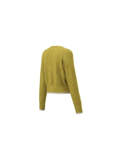 CARDIGAN SCOLLO A V EFFETTO ROMBO DONNA VERDE