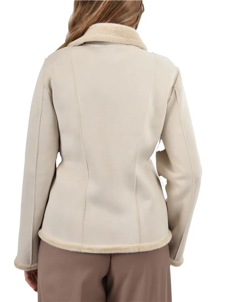GIACCA CORTA IN JERSEY CON ZIP LATERALE DONNA BEIGE