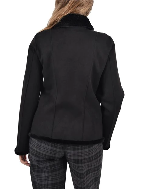 GIACCA CORTA IN JERSEY CON ZIP LATERALE DONNA NERO