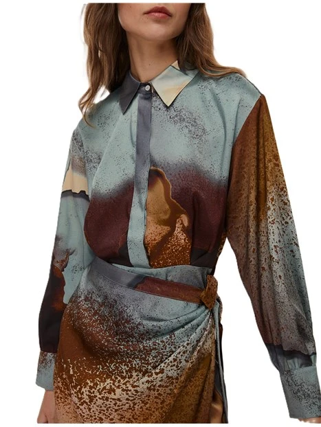VESTITO LUNGO IN POLIESTERE MERINGA DONNA CELESTE