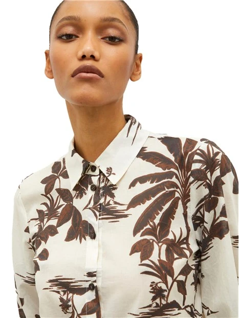 CAMICIA A FANTASIA IN MUSSOLA DI COTONE DONNA BIANCO