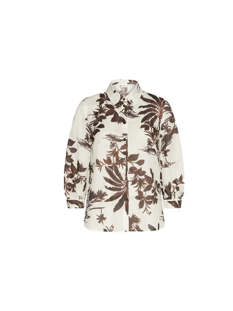 CAMICIA A FANTASIA IN MUSSOLA DI COTONE DONNA BIANCO