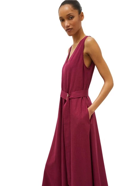 VESTITO LUNGO CON SCOLLO A V DONNA VIOLA