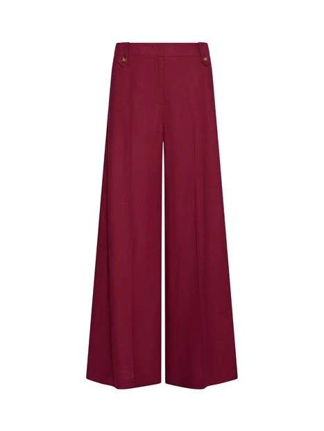 PANTALONI PALAZZO IN TELA DI LINO DONNA VIOLA