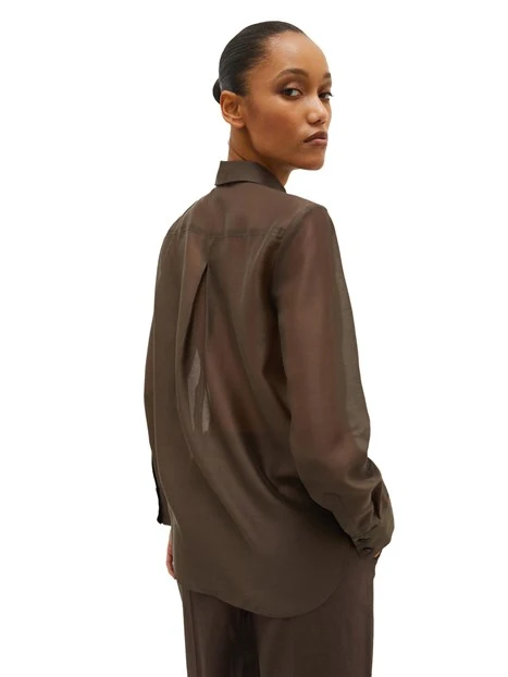 CAMICIA IN ORGANZA LYOCELL DONNA MARRONE