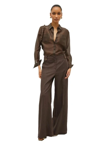 CAMICIA IN ORGANZA LYOCELL DONNA MARRONE