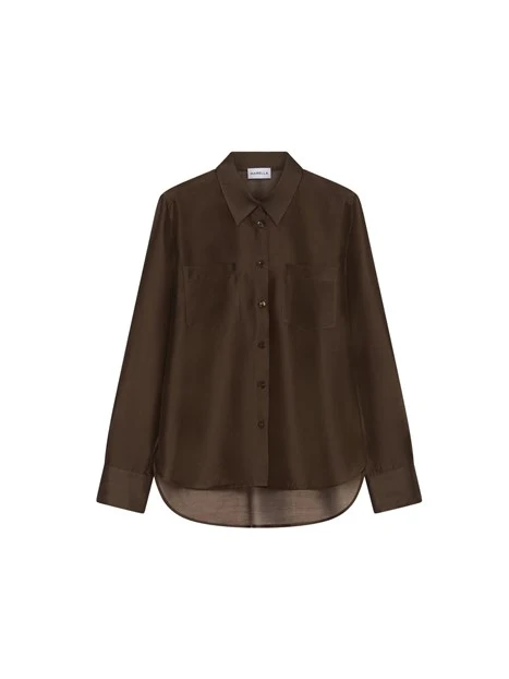 CAMICIA IN ORGANZA LYOCELL DONNA MARRONE