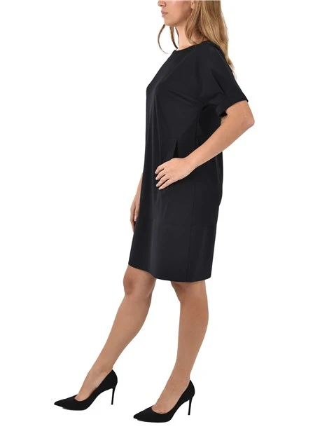 VESTITO CORTO IN JESEY CON  LINEA AD A  DONNA NERO