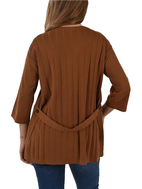 MAGLIA GIROCOLLO  CON CINTURA DONNA MARRONE