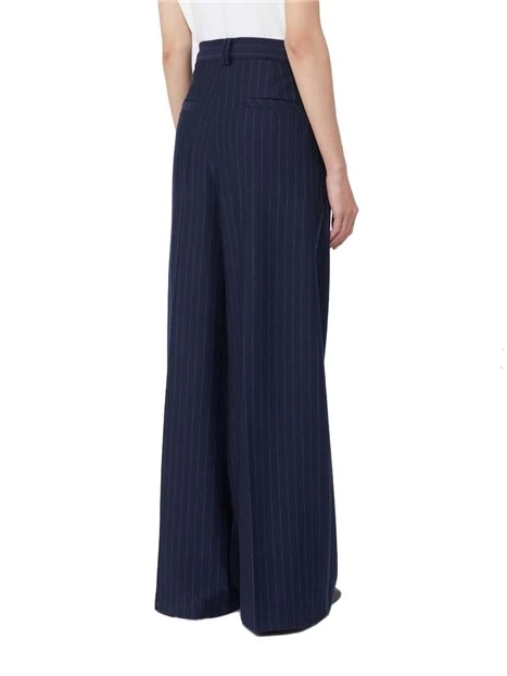 PANTALONI PALAZZO GESSATO DONNA BLU NAVY