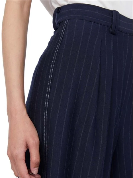 PANTALONI PALAZZO GESSATO DONNA BLU NAVY