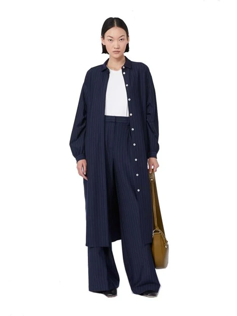 PANTALONI PALAZZO GESSATO DONNA BLU NAVY