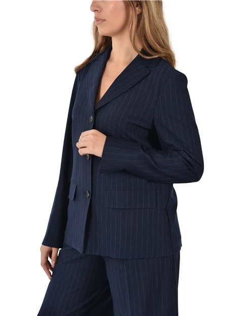 GIACCA BLAZER  IN TESSUTO GESSATO DONNA BLU