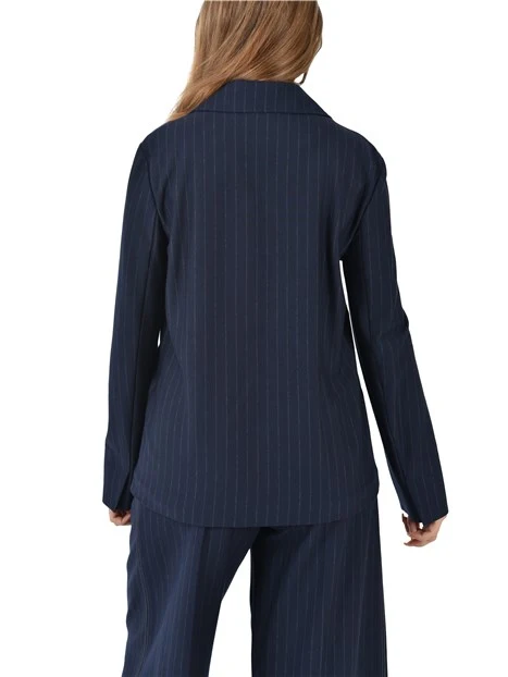 GIACCA BLAZER  IN TESSUTO GESSATO DONNA BLU