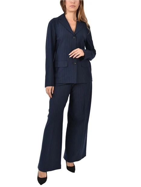 GIACCA BLAZER  IN TESSUTO GESSATO DONNA BLU
